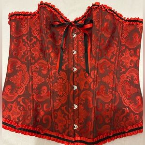 Red & Black Brocade
Corset Bustier - XL - Burlesque / Gothic